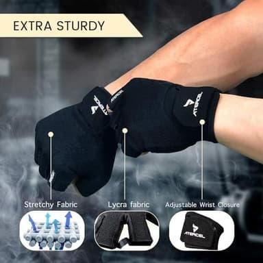 ATERCEL Workout Gloves for Men and Women, Exercise Gloves for Weight Lifting, Cycling, Gym, Training, Breathable and Snug fit (Black, L) - Image 4