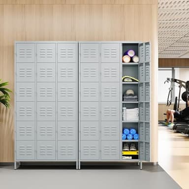 Letaya Metal Lockers for Employees-18 Door Storage Locker with Shelves and Lockable Steel Cabinet for School,Gym,Office,Staff (Grey, 18 Door) - Image 7