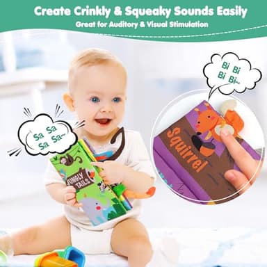 beiens Baby Books Toys, Touch and Feel Crinkle Cloth Book for Infant Baby 0-3-6-12-18 Months, Early Development Interactive Stroller Soft Toys, Newborn Gifts for Boys Girls - Image 4