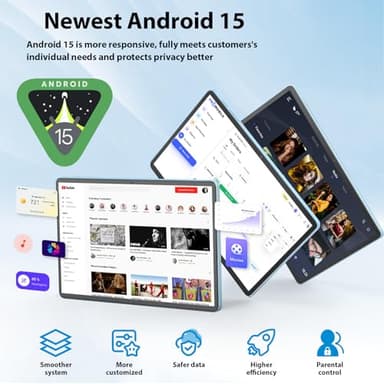 Android Tablet, 11 inch Android 15 Tablet with Keyboard, 24GB+128GB, 1TB Expand, 8000mAh, 5MP+13MP, 2.4G&5G WiFi, IPS Touch Screen, GMS Certified, 2 in 1 Tablets with Case, Mouse, Stylus(Black) - Image 4