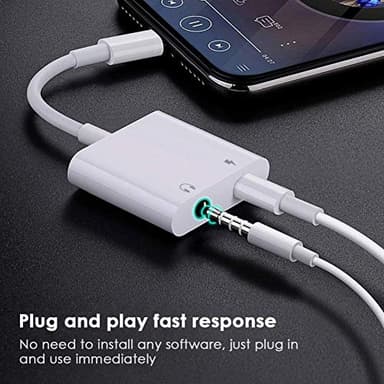 2 Pack [Apple MFi Certified] Apple Lighting to 3.5 mm Headphone Jack Adapter, 2 in 1 iPhone Headphone Jack Aux Audio + Charger Cable Splitter Adapter Dongle for iPhone 14 13 12 11 Pro Max XS XR X 8 7 - Image 5