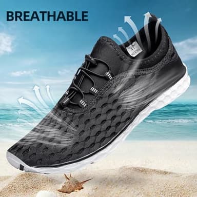 DOUSSPRT Women's Water Shoes Quick Drying Sports Aqua Shoes Blackwhite Size 11 - Image 3