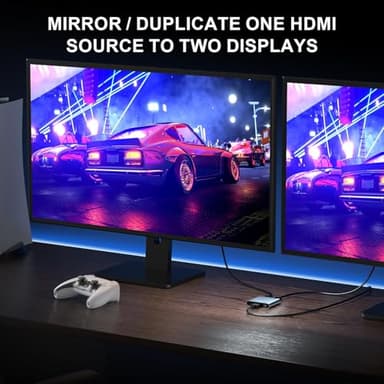 PORTTA HDMI Splitter 1 in 2 Out 4K Duplicate/Mirror Screen Only (Not Extend), with 3 EDID Mode, Compatible with PC, Laptop, Security Cam, Apple TV, PS4, PS5 etc - Image 2