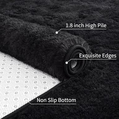 ULTSOFE 6x9 Fluffy Soft Black Rug for Living Room Bedroom, Large Area Rugs Super Soft Shaggy Carpet for Classroom Kids Babys Playroom Toddler Nursery Dorm Home Decor, Modern Indoor Non Slip Rug - Image 5