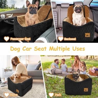 Dog Car Seat for Small/Medium Dogs, Memory Foam Dog Booster Seat, Travel Safety Per Car Seat with Washable Removable Cover, Storage Pockets for Dogs up to 35 lbs(BlackBrown) - Image 6