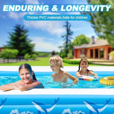 Large Inflatable Pool for Adults, 130" X 72" X 22" Blow-up Pools Swimming Pool, 2025 Upgraded Extra Oversized Thickened Family Pools for Backyard Summer Outdoor - Image 4