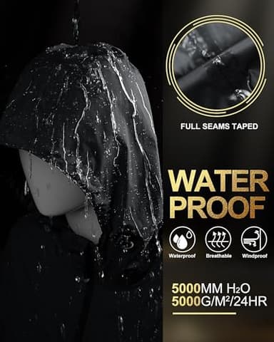 33,000ft Women's Waterproof Long Rain Coats Packable Rain Jacket with Hood Trench Coats Windbreaker - Image 2