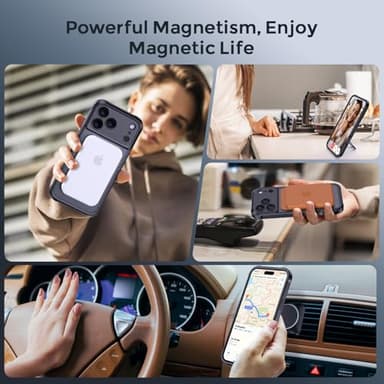 MOCCA Compatible with iPhone 17 Pro Case with Magnetic Invisible Stand [Full Camera Protection] [Compatible with Magsafe] Military Drop Shockproof Translucent Matte Phone Case Cover 6.3",Black - Image 8