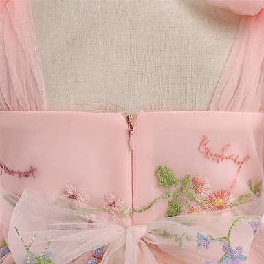 Toddler Birthday Dress, Tutu Dress for Girls Baby Boho Lace Hippie Flower Puffy Wedding Party Dance Gown for Kids Photoshoot Baptism Summer Floral Tulle Beach Clothes Pink & Floral 5-6 Years - Image 4