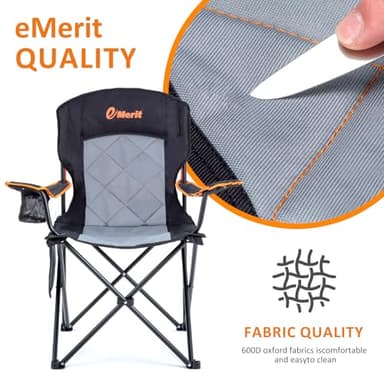 EMERIT 2 Pack Oversized Padded Camping Chair, 350LB Heavy Duty Quad Fold Chair with Arms, Collapsible Outdoor Chairs with Lumbar Back & Cup Holder - Image 6