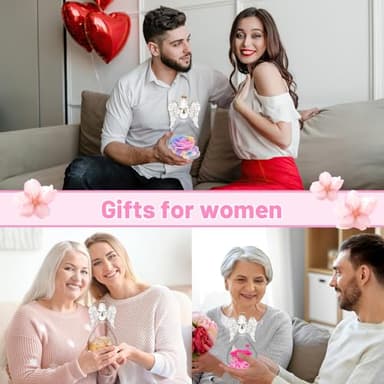 Yamonic Mom Birthday Gifts for Mom, Angel Figurines with Real Rose Gifts for Her Mom Grandma, Preserved Rose Angel Figurines for Mothers Day Birthday Gifts for Women Her (Rainbow) - Image 6