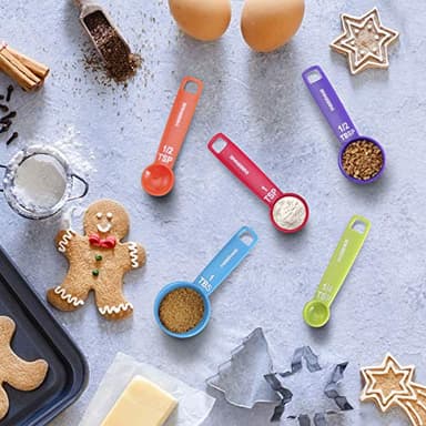 Farberware Set of 5 Measuring Spoons, Perfect for Measuring Both Wet and Dry Indgredients, Includes Detachable Ring for Optimal Storage and Organization, Dishwasher Safe, Assorted - Image 5