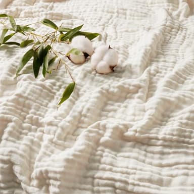 David's Home Ultra Soft Cooling Muslin Blanket Queen, 60% Rayon Derived from Bamboo 40% Cotton, Breathable Lightweight Cozy Gauze Layer for Hot Sleepers All Season,Elegant Home Decoration,Light Tan - Image 1