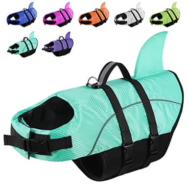 Queenmore Small Dog Shark Life Jacket - High Buoyancy Puppy Life Preserver for Swimming, Boating, Kayaking - Reflective Light Dog Lifesaver with Strong Rescue Handle (Light Blue, XS) - Image 7
