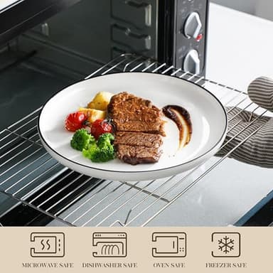 MALACASA Plates and Bowls Sets, 24 Pieces Modern Porcelain Dinnerware Set for 6 Ceramic Dishware Dishes White Kitchen Dinner Dining Ware Set wtih Black Rim Microwave and Dishwasher Safe, Series LUNA - Image 4