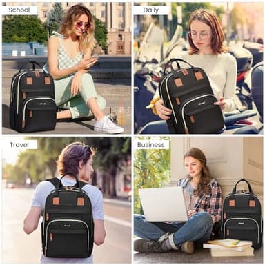 LOVEVOOK Laptop Backpack for Women, Unisex Travel Anti-theft Bag, Business Work Computer Backpacks Purse College Backpack for Men, Casual Hiking Daypack with Lock, 15.6 Inch, Black - Image 5