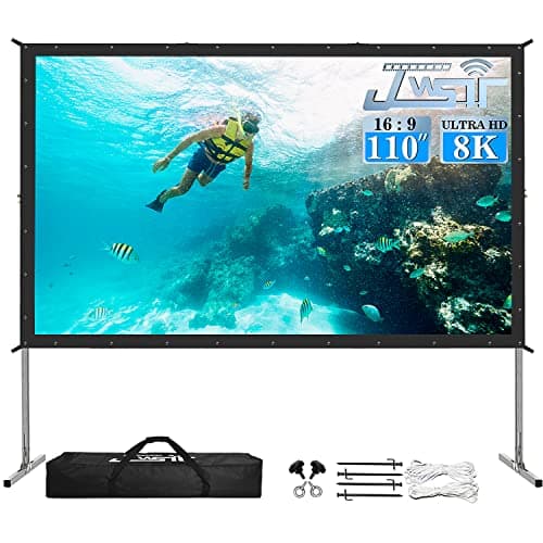 Projector Screen and Stand,JWSIT 110 inch Outdoor Movie Screen-Upgraded 3 Layers PVC 16:9 Outdoor Projector Screen,Portable Video Projection Screen with Carrying Bag for Home Theater Backyard - Image 1