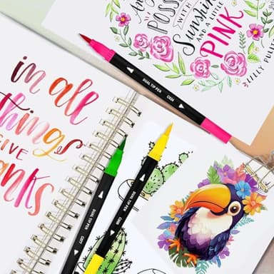 sunacme Art Supplier Dual Brush Markers Pens, 110 Artist Coloring Marker Set, Fineliner & Brush Tip Pen with Premium Case for Adults Coloring Books & Journal, Drawing, Doodlin - Image 5