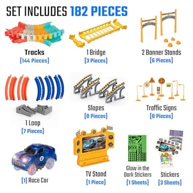 JITTERYGIT Race Track Glow in The Dark Magic Toy Set, Kids Light Up Flexible Car Tracks - Best Birthday Gift for Boys Girls and Toddlers 3 4 5 6 7 8 Year Old - Image 8