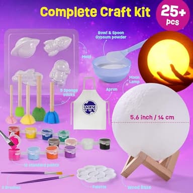 Paint Your Own Moon Lamp Kit, Cool Gifts DIY 3D Moon Night Light, Arts and Crafts for Kids Ages 8-12，Space Art Supplies Craft Kits, Girls Boy Birthday & Christmas Gifts Ages 3 4 5 6 7 8 9 10 11 12+ - Image 3