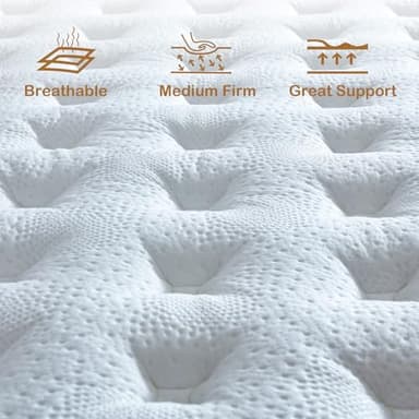 Tegeniss Full Size Mattress, 12 Inch Memory Foam, Independent Spring, Soft and Comfortable Medium Firm Hybrid Mattress in A Box, Pressure Relief - Image 4