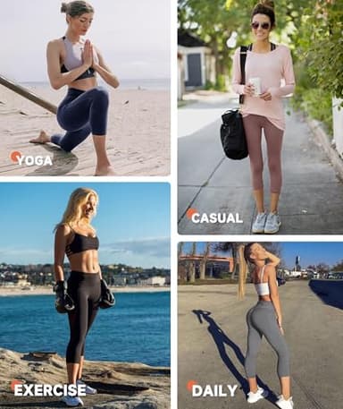 GAYHAY High Waisted Capri Leggings for Women - Soft Slim Yoga Pants for Running Cycling Workout B-Black - Image 5