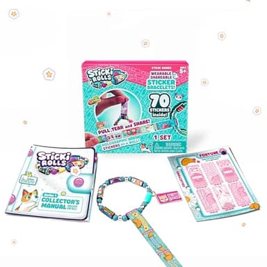 STICKI Rolls Sticki Bands - Wearable & Shareable Sticker Bracelet | Includes 70 Mini Stickers | 2 Mystery Reveal Sticki Rolls | Over 1000 Sticker Designs to Discover and Collect! (Series 1 Blue) - Image 1