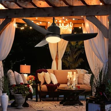 Depuley Outdoor Ceiling Fan with Light: 42 Inch Black Waterproof Gazebo Fans with Lights Outdoor Hanging - Plug in Remote App Control for Patios Indoor Farmhouse Porch - 6 Speed Reversible DC Motor - Image 9
