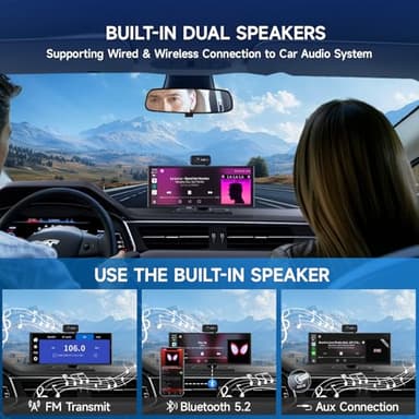 CarPlay Screen for Car Tablet Android Auto Smart Screen for Car, Portable Car Play with 3 Channel 3K Dash Cam,10.26” Wireless Display with FM Radio Stereo Bluetooth 5.2, 32GB TF Card Black - Image 6