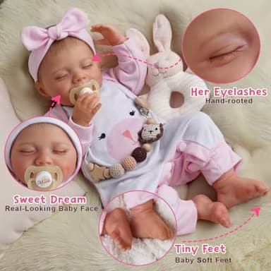 BABESIDE Silicone Baby Doll - 20-Inch Lifelike Reborn Baby Dolls Sweet Smile Realistic-Newborn Real Life Sleeping Girl with Toy Accessories Gift Set for Kids - Image 8