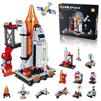 Space Exploration Shuttle Toys for 6 7 8 9 10 11 12 Year Old Boys 12-in-1 STEM Aerospace Building Kit Toy with Heavy Transport Rocket and Launcher Best Gifts for 6-12 Year Old Boys (566 PCS) - Image 1
