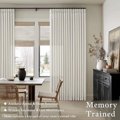 Linen Curtains 108 Inches Long Pinch Pleated for Living Room 2 Panels Set Cream Ivory Natural Pleat Drapes Back Tab Semi Sheer Neutral Boho Ceiling to Floor 108 Inch Curtains for Bedroom Window 9 FT - Image 2