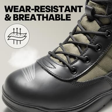 NORTIV 8 Men's Military Tactical Work Boots Side Zipper Leather Motorcycle Combat Boots Trooper - Image 5