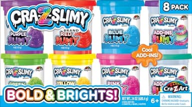 CRA-Z-Slimy Bold & Brite 8 Count, Stretchy & Colorful Premade Slime Collection, Ages 6 and Up - Image 1