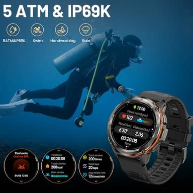 AMAZTIM GPS Smart Watch for Men, 6 Satellite Positioning, Compass, Stainless Steel Body, 50M Waterproof, 470mAh Extra-Large Battery, Answer/Make Call, 1.43" AMOLED Screen, Compatible for Android iOS - Image 5