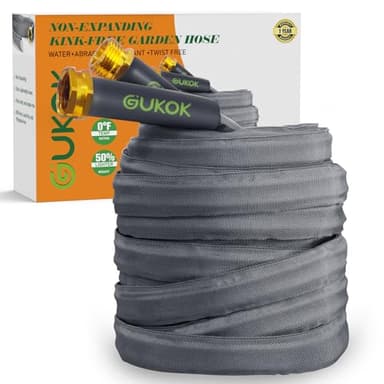 GUKOK 2025 Upgraded 100FT Non-Expanding Garden Hose, Ultra-Light & Flexible Water Hose - Burst-Resistant, Kink-Free, High-Pressure, All-Weather Use for Lawns, Gardens, and Outdoor Cleaning - Image 1
