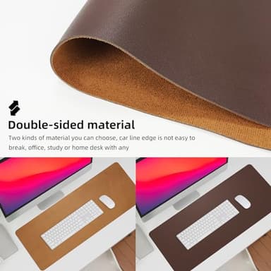 Leather Desk pad Protector, Large Desk mat with Natural Cork & PU Leather,Mouse pad,Non-Slip Office Desk Mat,Waterproof Desk Writing Pad for Office and Home (47in*23.7in,Coffee) - Image 4