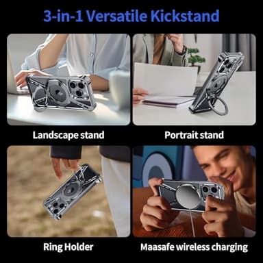 YOOVEI X Case for iPhone 14 Pro Case 6.1",with Kickstand 360°Rotatable Magnetic Ring Stand,[Compatible with MagSafe] Shockproof Aluminum Metal Phone Case Slim & Light Phone case,Gray - Image 7