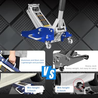 BIG RED T815016L Torin Hydraulic Low Profile Aluminum and Steel Racing Floor Jack with Dual Piston Quick Lift Pump, 1.5 Ton (3,000 lb) Capacity, Blue, T815016L - Image 6