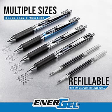 Pentel® EnerGel™ RTX Retractable Liquid Gel Pens, Medium Point, 0.7 mm, 54% Recycled, Blue Barrel, Blue Ink, Pack Of 12 Pens - Image 4