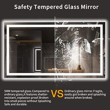 LOAAO 72X40 LED Bathroom Mirror with Lights, Anti-Fog, Dimmable, Backlit + Front Lit, Lighted Bathroom Vanity Mirror for Wall, Memory Function, Tempered Glass, ETL Listed - Image 7