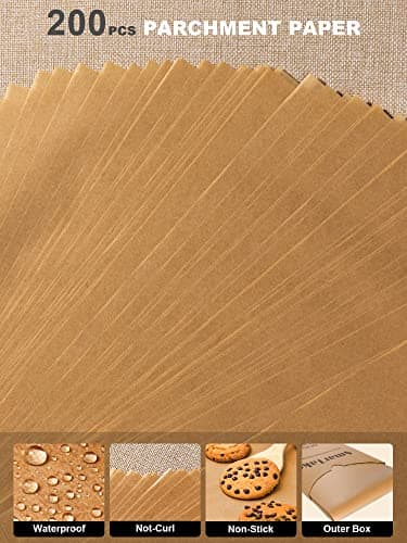 SMARTAKE 200 Pcs Parchment Paper Baking Sheets, 12x16 Inches Non-Stick Precut Baking Parchment, for Baking Grilling Steaming Bread Cup Cake Cookie and More (Unbleached) - Image 9