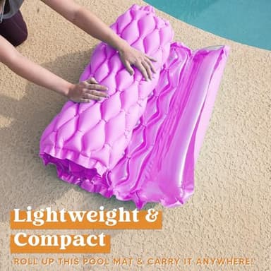 SLOOSH Inflatable Pool Floats Raft,Floating Lounge for Adults,64x32 inch Swimming Mat Pool Mattress with Headrest,2 Pieces Float Air Mat for Summer Water Beach Fun,Blue,Purple - Image 4