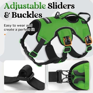 rabbitgoo Escape Proof Dog Harness, Soft Padded Full Body Pet Harness, Reflective Adjustable No Pull Vest with Lift Handle and Lesh Clip for Large Dogs Walking Hiking Training, M, Green - Image 8