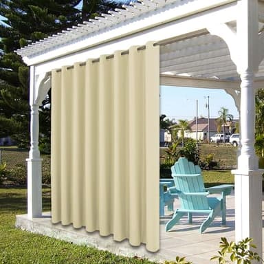 BONZER Wide Waterproof Outdoor Curtains for Patio Heavy Privacy Light Filtering Grommet Outside Curtains for Porch, Pergola, Gazebo, 1 Panel, 110W x 108L inch, Cream - Image 7
