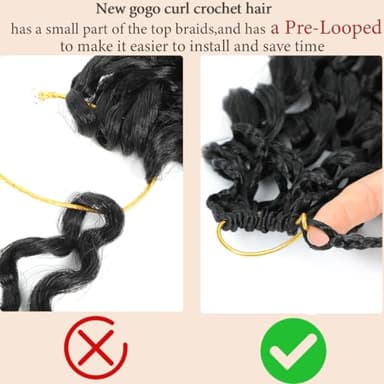 Pre looped Gogo Curl Crochet Hair 12 Inch 8 Packs Pre twisted Short Curly Crochet Hair for Black Women Ocean Wave Braiding Hair Water Wave Deep Braiding Hair (12 inch 1B) - Image 2