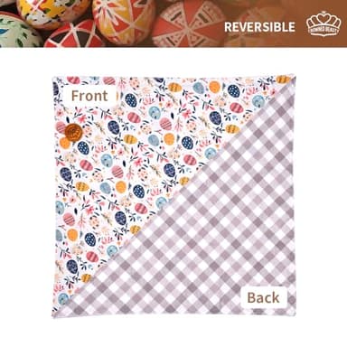 CROWNED BEAUTY Easter Dog Bandanas Reversible Large 2 Pack, Hoppy Days Set, Bunny Eggs Adjustable Triangle Holiday Scarves for Medium Large Extra Large Dogs Boy Girl Pets DB163-L - Image 3