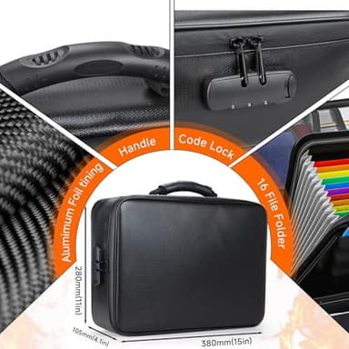 Fireproof Document File Organizer Bag, 5200°F Portable File Organizer with Lock, 16 Layer File Box Waterproof and Heat Insulated Safe Storage for Important Documents, Laptop, and Files and More - Image 3