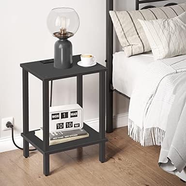 TUTOTAK End Table with Charging Station, Set of 2, Side Table with USB Ports and Outlets, Nightstand, 2-Tier Storage Shelf, Sofa Table for Small Space, Living Room, Bed Room TB01BK041 - Image 4