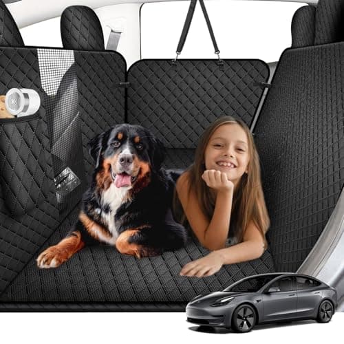 Dog Car Seat Cover for Back Seat, Hard Bottom Back Seat for Tesla Model 3 Model Y, Supports 200lbs, 100% Waterproof Back Seat Pet Cover - Image 1